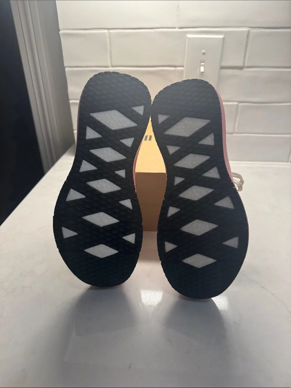 NEW IN BOX- NOBULL women's Cream Sneakers with Pink Accents